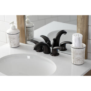 Legacy KB955LL Two-Handle 3-Hole Deck Mount Mini-Widespread Bathroom Faucet with Plastic Pop-Up, Oil Rubbed Bronze