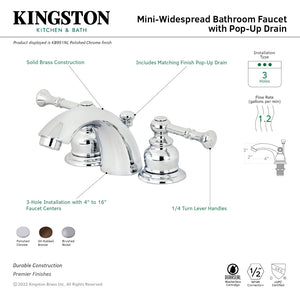 Naples KB955NL Two-Handle 3-Hole Deck Mount Mini-Widespread Bathroom Faucet with Plastic Pop-Up, Oil Rubbed Bronze