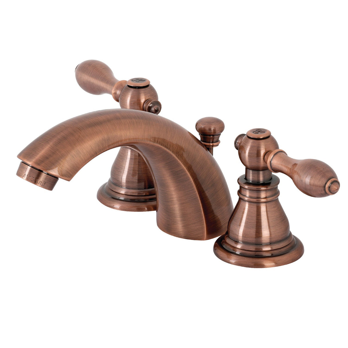 American Classic KB956ACL Two-Handle 3-Hole Deck Mount Mini-Widespread Bathroom Faucet with Plastic Pop-Up, Antique Copper