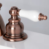 Victorian KB956PL Two-Handle 3-Hole Deck Mount Mini-Widespread Bathroom Faucet with Plastic Pop-Up, Antique Copper