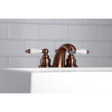 Victorian KB956PL Two-Handle 3-Hole Deck Mount Mini-Widespread Bathroom Faucet with Plastic Pop-Up, Antique Copper