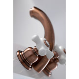 Victorian KB956PX Two-Handle 3-Hole Deck Mount Mini-Widespread Bathroom Faucet with Plastic Pop-Up, Antique Copper