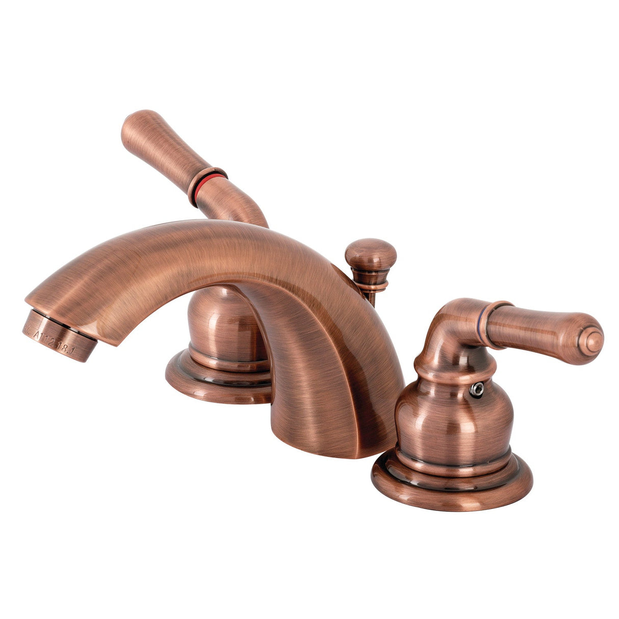 Magellan KB956 Two-Handle 3-Hole Deck Mount Mini-Widespread Bathroom Faucet with Plastic Pop-Up, Antique Copper