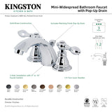 American Classic KB957ACLSB Two-Handle 3-Hole Deck Mount Mini-Widespread Bathroom Faucet with Plastic Pop-Up, Brushed Brass