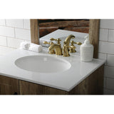 American Classic KB957ACLSB Two-Handle 3-Hole Deck Mount Mini-Widespread Bathroom Faucet with Plastic Pop-Up, Brushed Brass