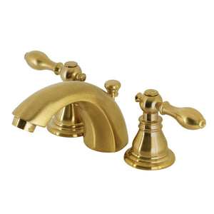 American Classic KB957ACLSB Two-Handle 3-Hole Deck Mount Mini-Widespread Bathroom Faucet with Plastic Pop-Up, Brushed Brass