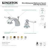 Victorian KB957PLSB Two-Handle 3-Hole Deck Mount Mini-Widespread Bathroom Faucet with Plastic Pop-Up, Brushed Brass