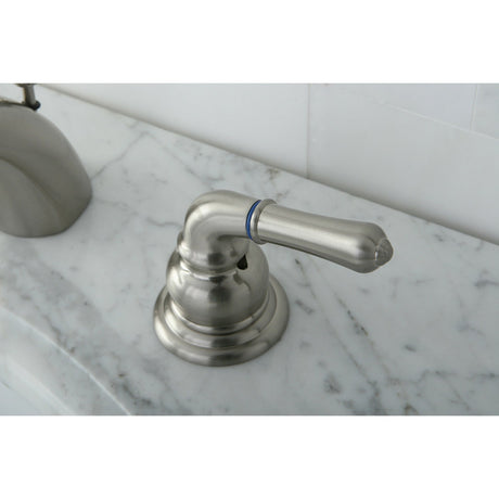 Magellan KB958 Two-Handle 3-Hole Deck Mount Mini-Widespread Bathroom Faucet with Plastic Pop-Up, Brushed Nickel