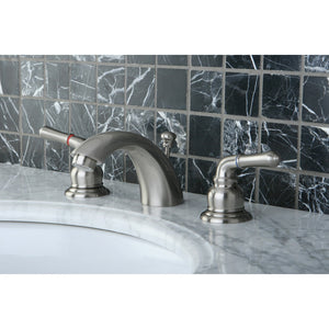 Magellan KB958 Two-Handle 3-Hole Deck Mount Mini-Widespread Bathroom Faucet with Plastic Pop-Up, Brushed Nickel
