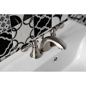 American Classic KB958ACL Two-Handle 3-Hole Deck Mount Mini-Widespread Bathroom Faucet with Plastic Pop-Up, Brushed Nickel