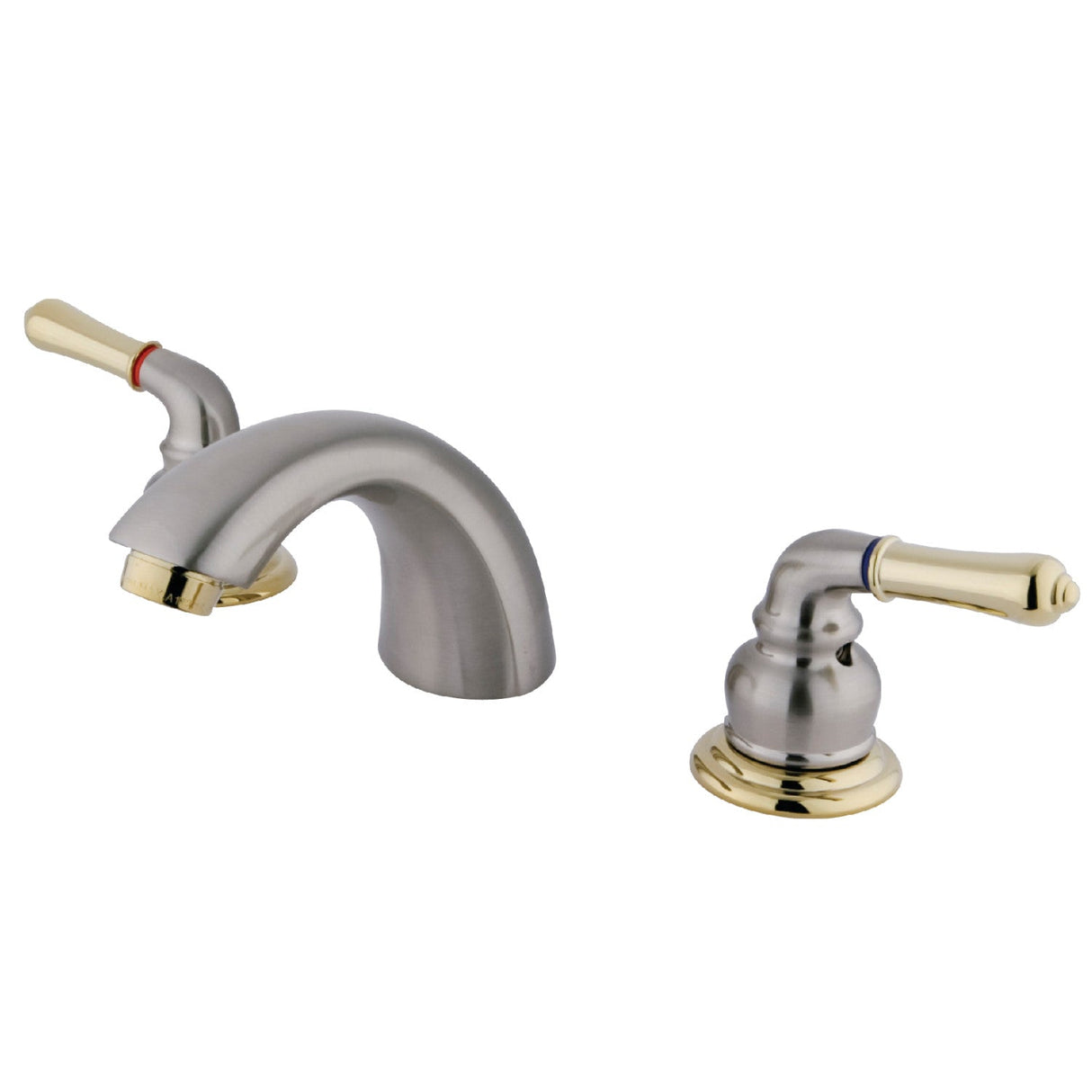 Magellan KB959LP Two-Handle 3-Hole Deck Mount Mini-Widespread Bathroom Faucet, Brushed Nickel/Polished Brass