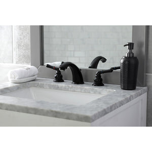 Magellan KB960 Two-Handle 3-Hole Deck Mount Widespread Bathroom Faucet with Plastic Pop-Up, Matte Black