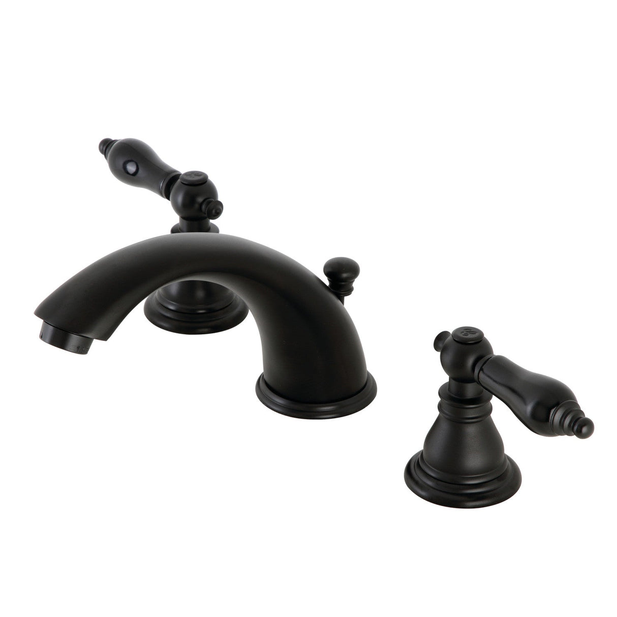 Duchess KB960AKL Two-Handle 3-Hole Deck Mount Widespread Bathroom Faucet with Plastic Pop-Up, Matte Black