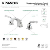 Restoration KB960RXL Two-Handle 3-Hole Deck Mount Widespread Bathroom Faucet with Plastic Pop-Up, Matte Black