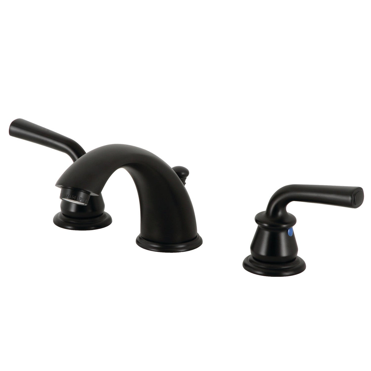 Restoration KB960RXL Two-Handle 3-Hole Deck Mount Widespread Bathroom Faucet with Plastic Pop-Up, Matte Black