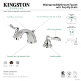 NuWave French KB961NFL Two-Handle 3-Hole Deck Mount Widespread Bathroom Faucet with Plastic Pop-Up, Polished Chrome