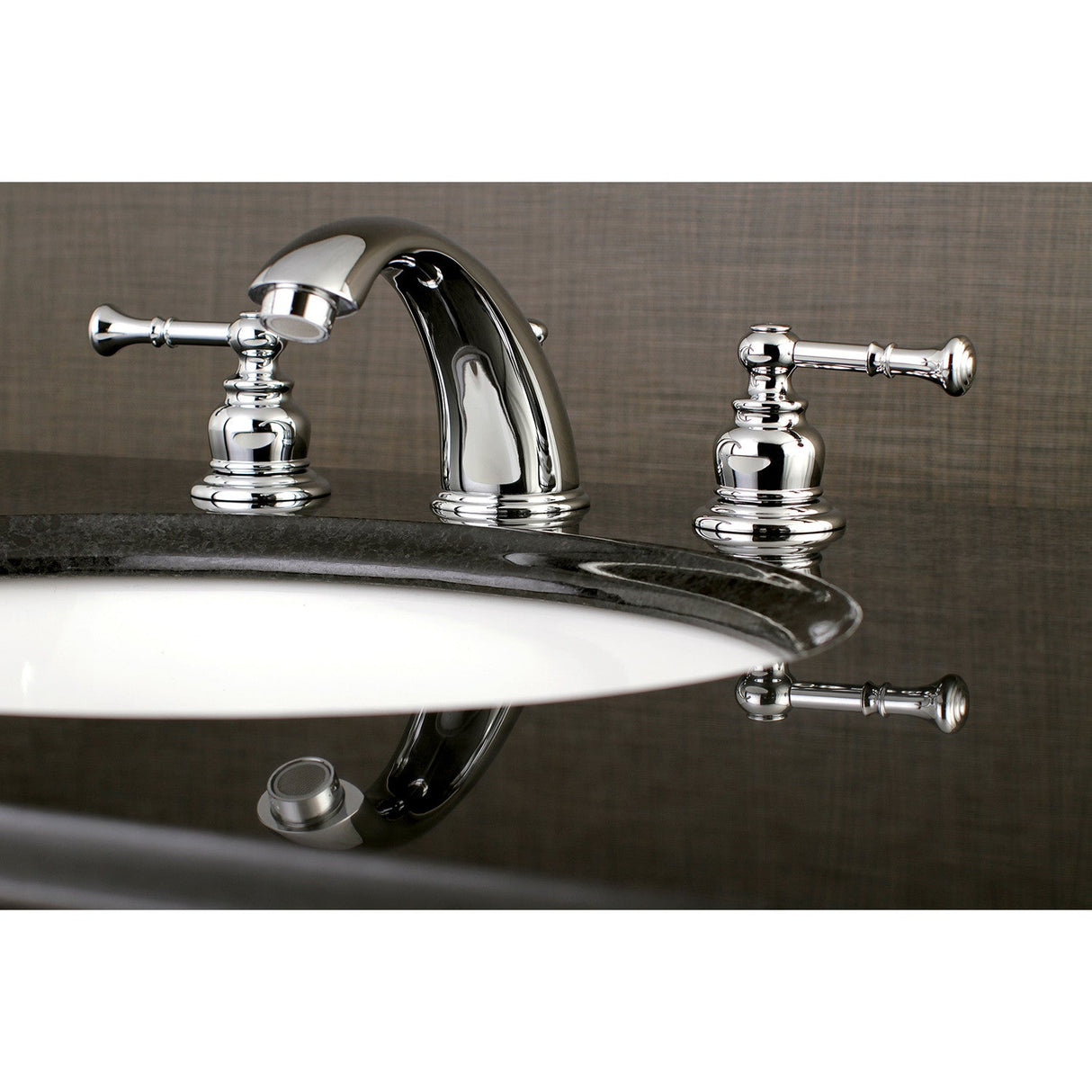 Naples KB961NL Two-Handle 3-Hole Deck Mount Widespread Bathroom Faucet with Plastic Pop-Up, Polished Chrome