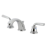 Restoration KB961RXL Two-Handle 3-Hole Deck Mount Widespread Bathroom Faucet with Plastic Pop-Up, Polished Chrome