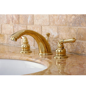 Magellan KB962 Two-Handle 3-Hole Deck Mount Widespread Bathroom Faucet with Plastic Pop-Up, Polished Brass