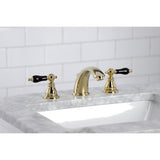 Duchess KB962AKL Two-Handle 3-Hole Deck Mount Widespread Bathroom Faucet with Plastic Pop-Up, Polished Brass