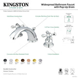 Victorian KB962AX Two-Handle 3-Hole Deck Mount Widespread Bathroom Faucet with Plastic Pop-Up, Polished Brass