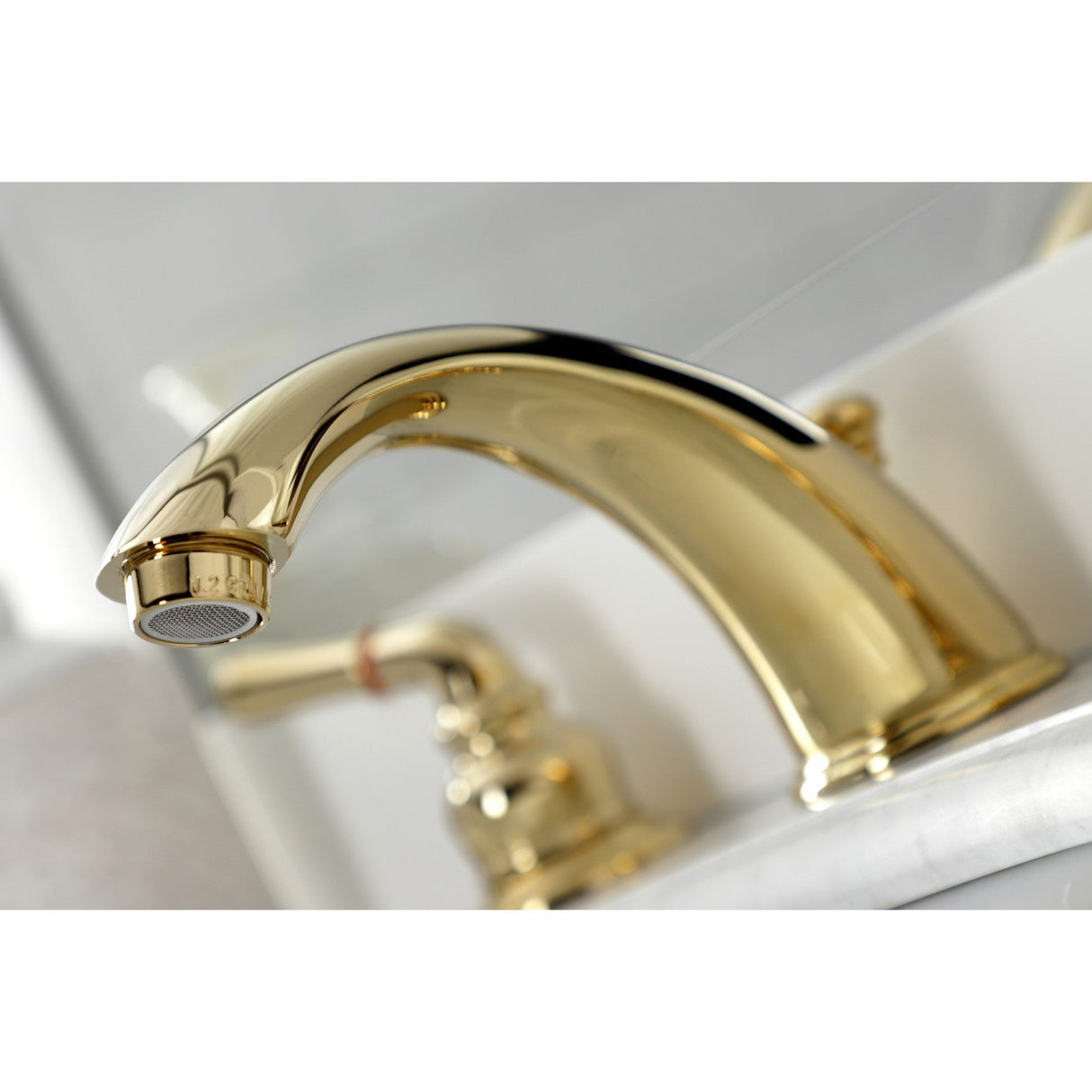 Magellan KB962B Two-Handle 3-Hole Deck Mount Widespread Bathroom Faucet with Brass Pop-Up, Polished Brass