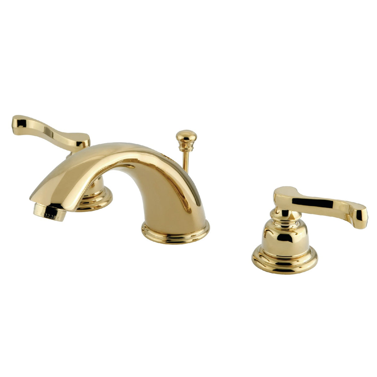 Magellan KB962FL Two-Handle 3-Hole Deck Mount Widespread Bathroom Faucet with Plastic Pop-Up, Polished Brass