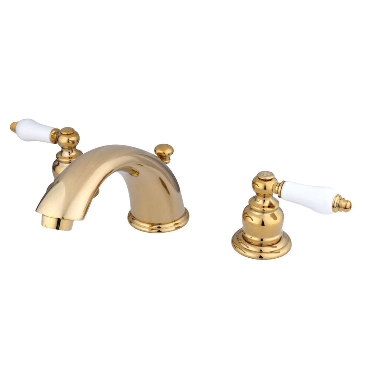 Magellan KB962PL Two-Handle 3-Hole Deck Mount Widespread Bathroom Faucet with Plastic Pop-Up, Polished Brass