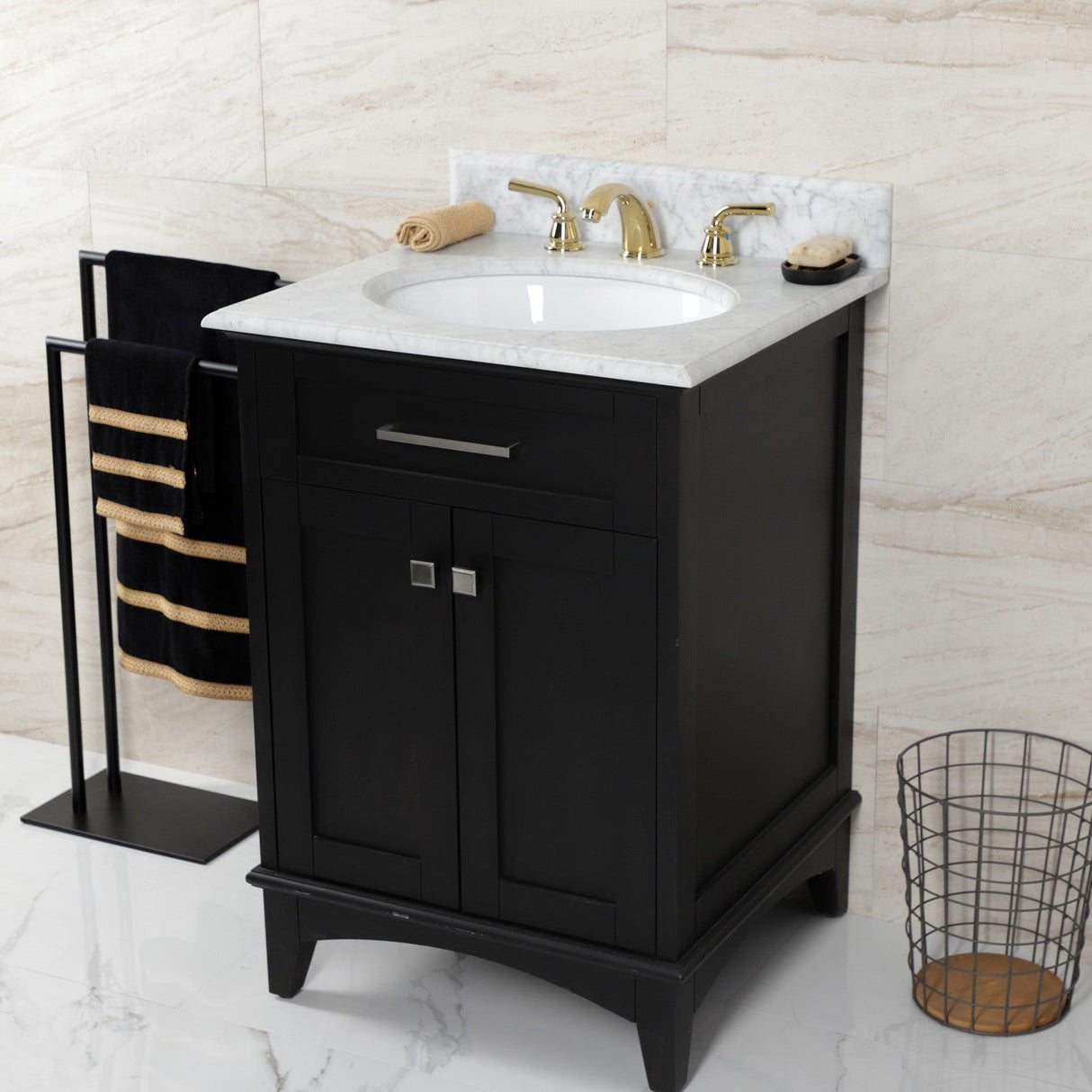 Restoration KB962RXL Two-Handle 3-Hole Deck Mount Widespread Bathroom Faucet with Plastic Pop-Up, Polished Brass