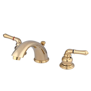Magellan KB962 Two-Handle 3-Hole Deck Mount Widespread Bathroom Faucet with Plastic Pop-Up, Polished Brass