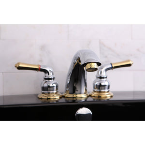 Magellan KB964 Two-Handle 3-Hole Deck Mount Widespread Bathroom Faucet with Plastic Pop-Up, Polished Chrome/Polished Brass