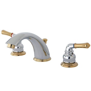 Magellan KB964 Two-Handle 3-Hole Deck Mount Widespread Bathroom Faucet with Plastic Pop-Up, Polished Chrome/Polished Brass