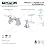 American Patriot KB965APL Two-Handle 3-Hole Deck Mount Widespread Bathroom Faucet with Plastic Pop-Up, Oil Rubbed Bronze