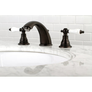 American Patriot KB965APL Two-Handle 3-Hole Deck Mount Widespread Bathroom Faucet with Plastic Pop-Up, Oil Rubbed Bronze