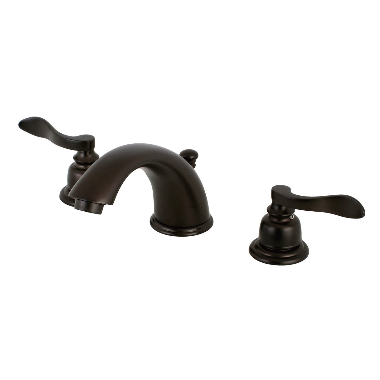 NuWave French KB965NFL Two-Handle 3-Hole Deck Mount Widespread Bathroom Faucet with Plastic Pop-Up, Oil Rubbed Bronze