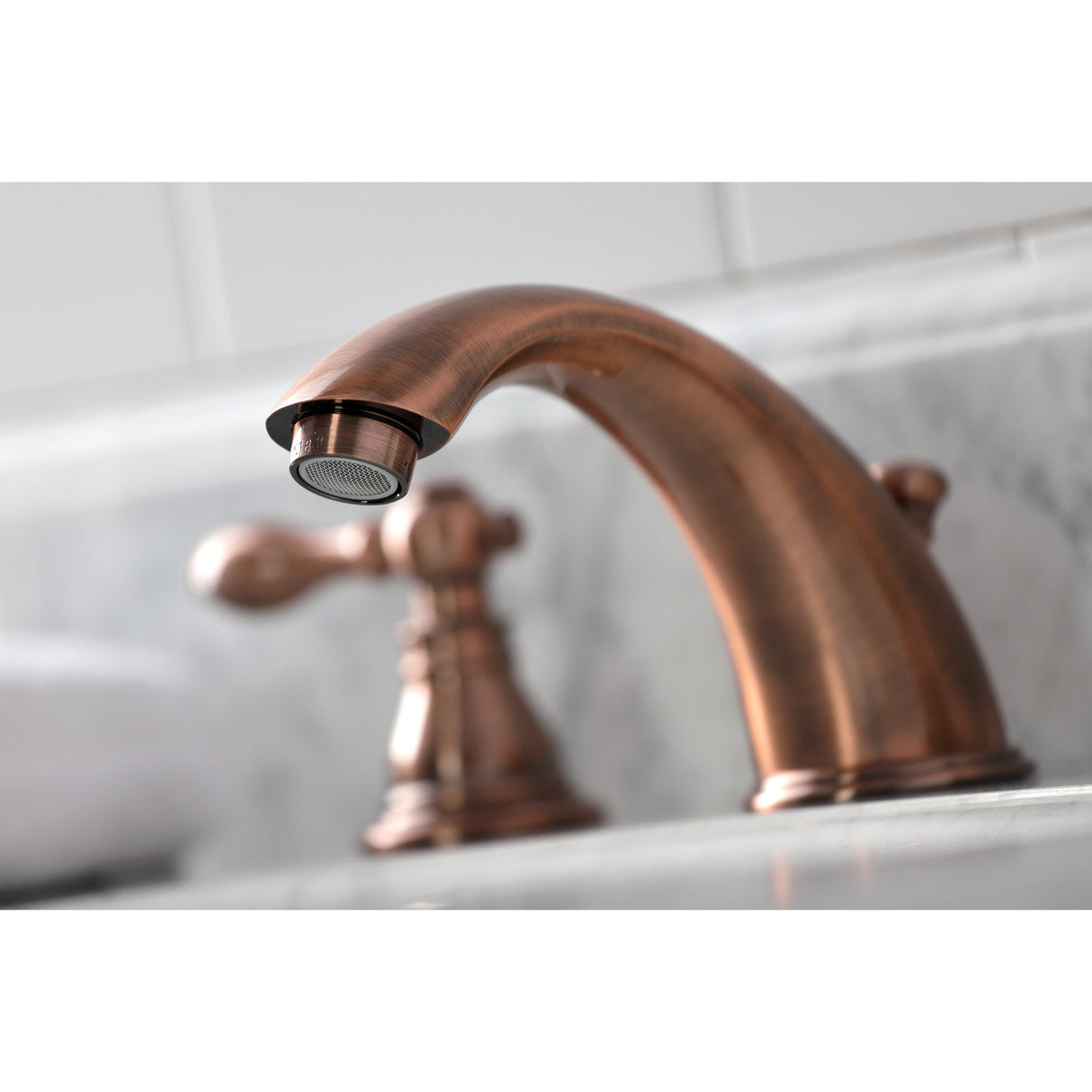 American Classic KB966ACL Two-Handle 3-Hole Deck Mount Widespread Bathroom Faucet with Plastic Pop-Up, Antique Copper