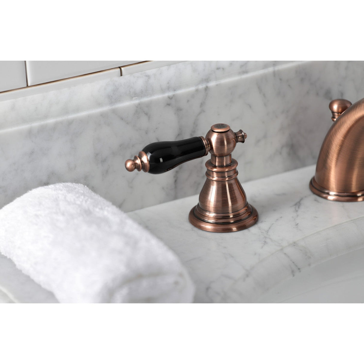 Duchess KB966AKL Two-Handle 3-Hole Deck Mount Widespread Bathroom Faucet with Plastic Pop-Up, Antique Copper