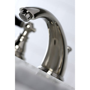 Duchess KB966AKLPN Two-Handle 3-Hole Deck Mount Widespread Bathroom Faucet with Plastic Pop-Up, Polished Nickel