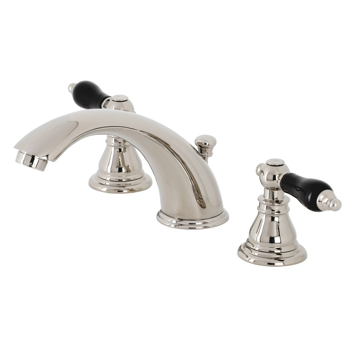 Duchess KB966AKLPN Two-Handle 3-Hole Deck Mount Widespread Bathroom Faucet with Plastic Pop-Up, Polished Nickel
