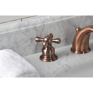 Victorian KB966AX Two-Handle 3-Hole Deck Mount Widespread Bathroom Faucet with Plastic Pop-Up, Antique Copper