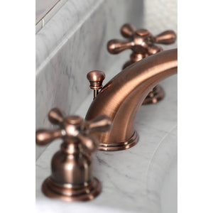 Victorian KB966AX Two-Handle 3-Hole Deck Mount Widespread Bathroom Faucet with Plastic Pop-Up, Antique Copper