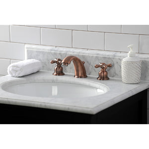 Victorian KB966AX Two-Handle 3-Hole Deck Mount Widespread Bathroom Faucet with Plastic Pop-Up, Antique Copper