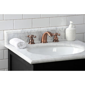 Victorian KB966AX Two-Handle 3-Hole Deck Mount Widespread Bathroom Faucet with Plastic Pop-Up, Antique Copper