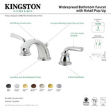 Restoration KB966RXLPN Two-Handle 3-Hole Deck Mount Widespread Bathroom Faucet with Plastic Pop-Up, Polished Nickel