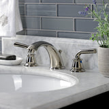 Restoration KB966RXLPN Two-Handle 3-Hole Deck Mount Widespread Bathroom Faucet with Plastic Pop-Up, Polished Nickel
