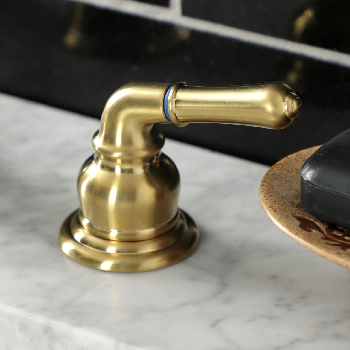 Magellan KB967SB Two-Handle 3-Hole Deck Mount Widespread Bathroom Faucet with Plastic Pop-Up, Brushed Brass