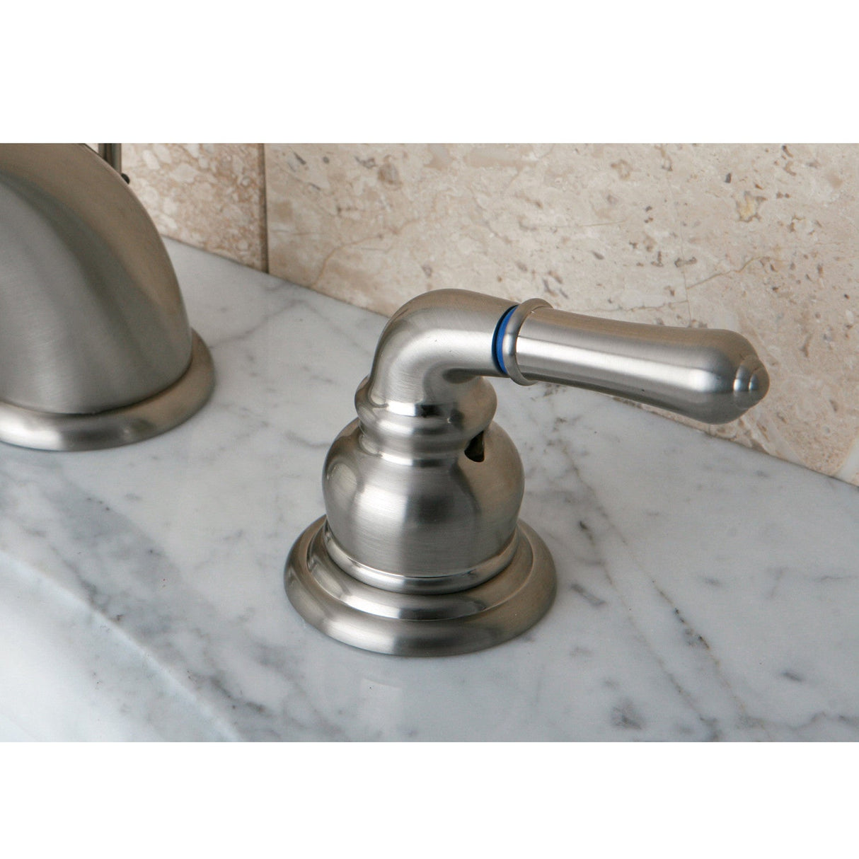 Magellan KB968 Two-Handle 3-Hole Deck Mount Widespread Bathroom Faucet with Plastic Pop-Up, Brushed Nickel