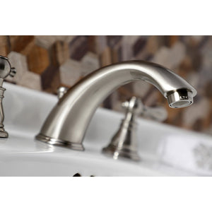 American Classic KB968ACL Two-Handle 3-Hole Deck Mount Widespread Bathroom Faucet with Plastic Pop-Up, Brushed Nickel