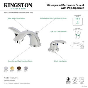 Legacy KB968LL Two-Handle 3-Hole Deck Mount Widespread Bathroom Faucet with Plastic Pop-Up, Brushed Nickel