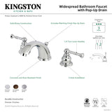 Naples KB968NL Two-Handle 3-Hole Deck Mount Widespread Bathroom Faucet with Plastic Pop-Up, Brushed Nickel